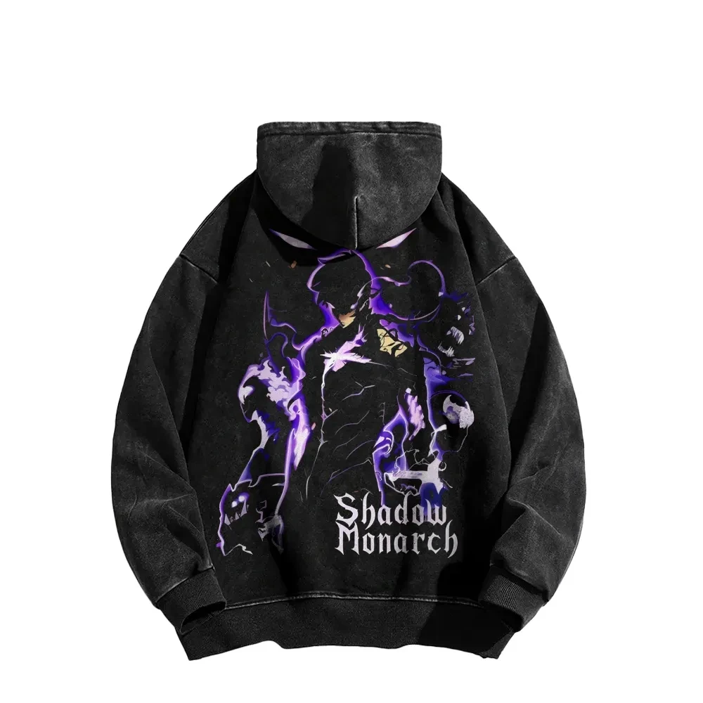 

2025 New Solo Leveling High Street Vintage Washed Cotton Print Breathable Men's and Women's Same Sweater