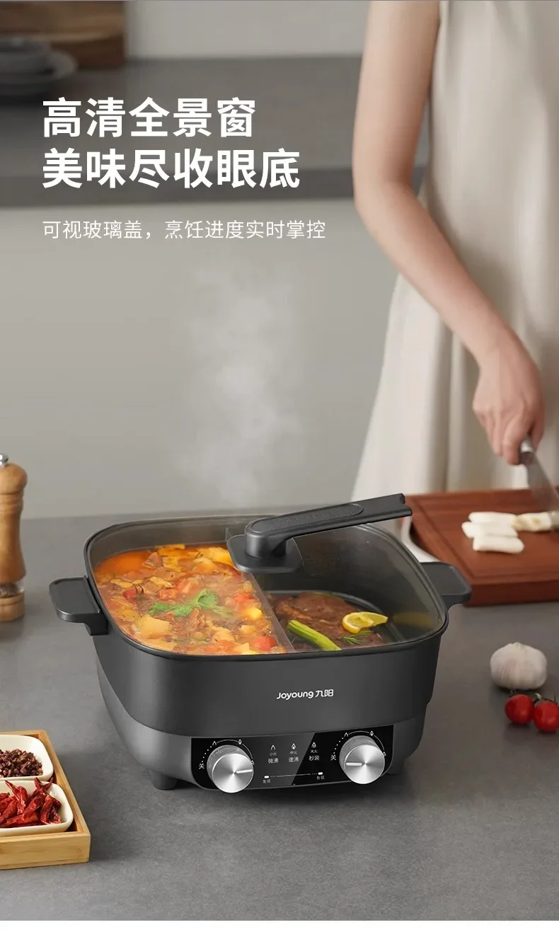 Pentola elettrica 220 V per uso domestico con riscaldamento rapido, rivestimento antiaderente e funzioni di frittura e cottura integrate