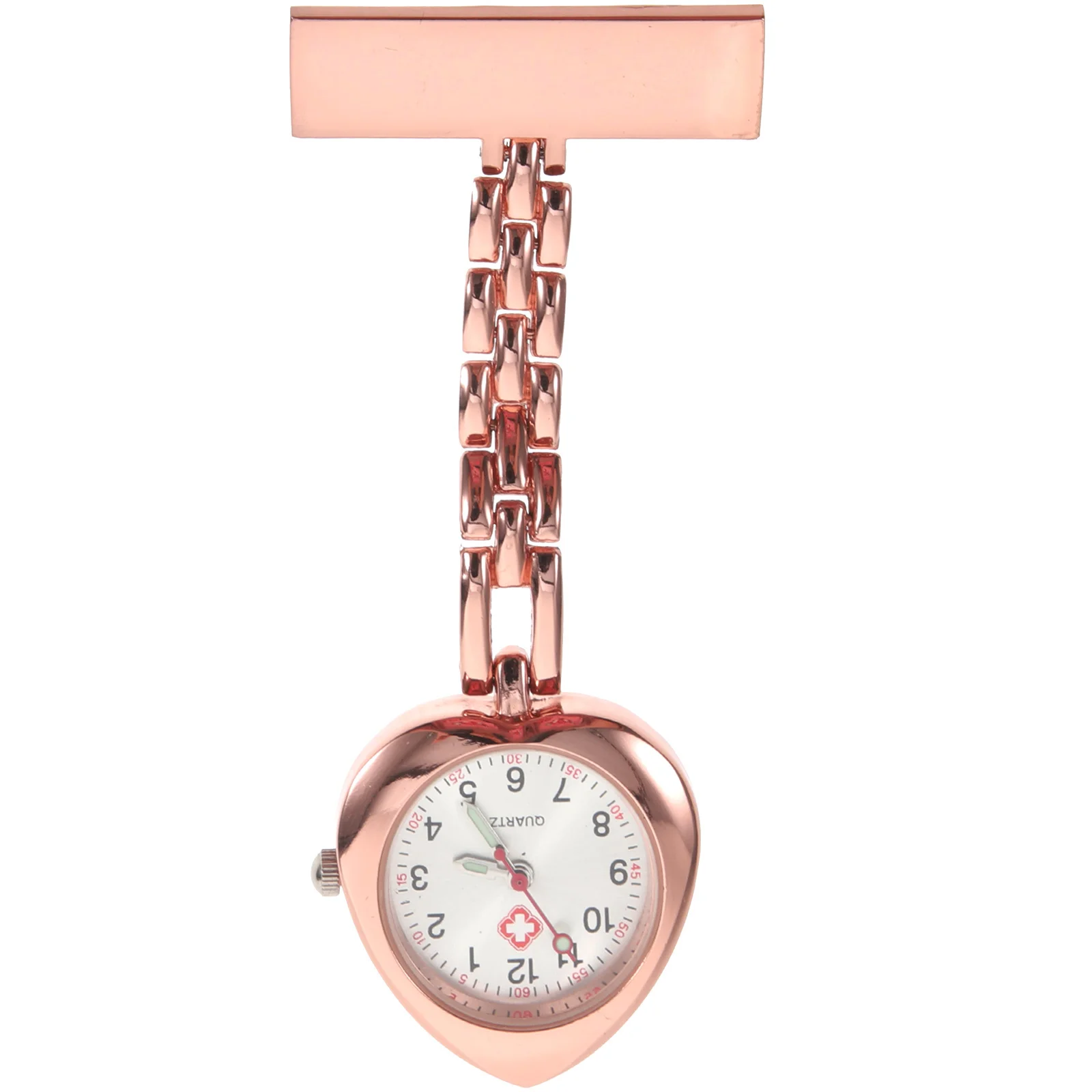 Orologio da petto a forma di cuore Orologio da tasca da infermiera pratico e durevole con quadrante più grande Lettura chiara del tempo Design elegante
