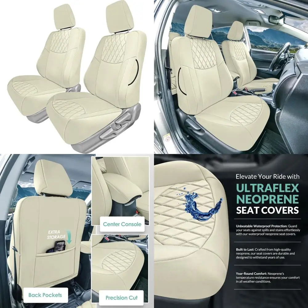

Custom Fit Car Seat Covers Specifically Made for 2014-2019 Toyota Corolla S, SE, LE, Front Set Solid Beige Ultraflex Neoprene, S
