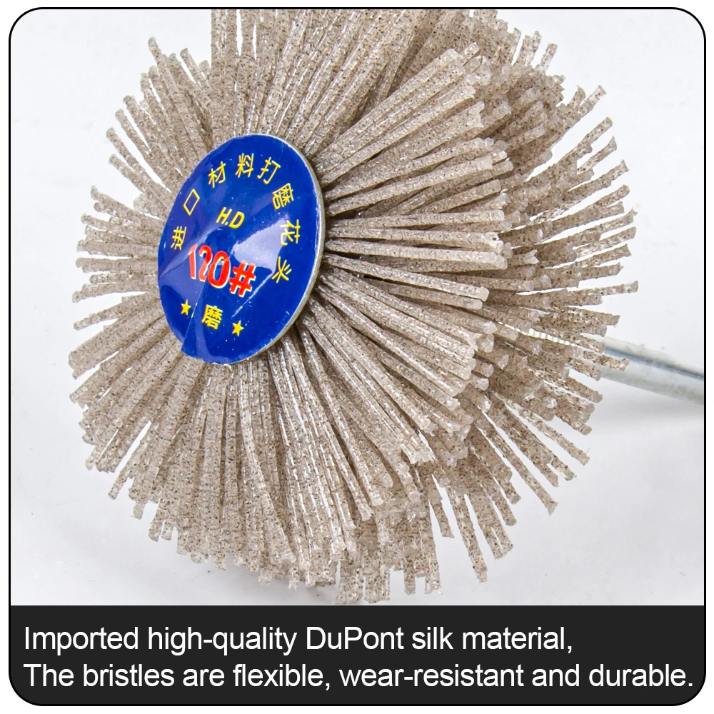 1pc Abrasive Wire Grinding Flower Head Nylon Wire Brush Deburring Grinder For Wood Furniture With 1/4\'\' Shank