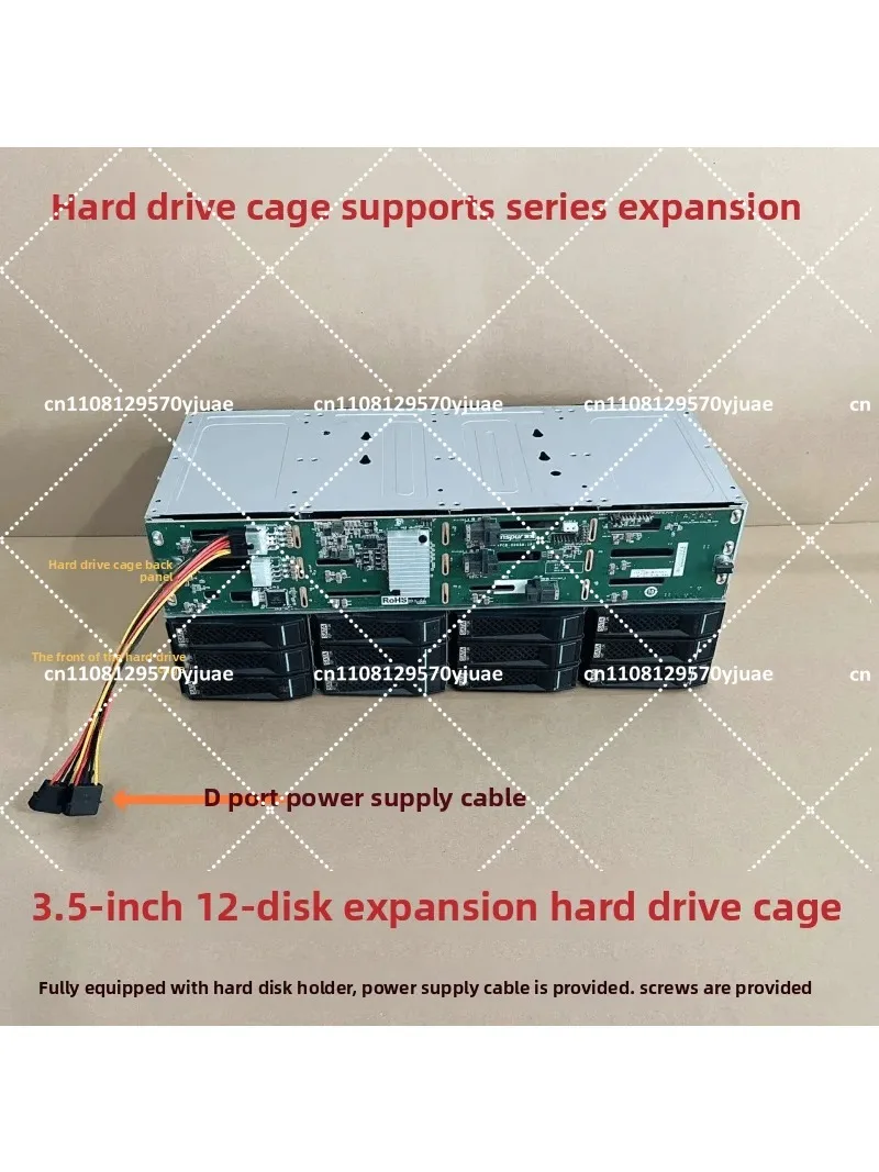 35インチ-12ベイ-ハードドライブ拡張ケージ、6gbps-12gbps-sas-sata、4ピン電源、8643～8087アダプター