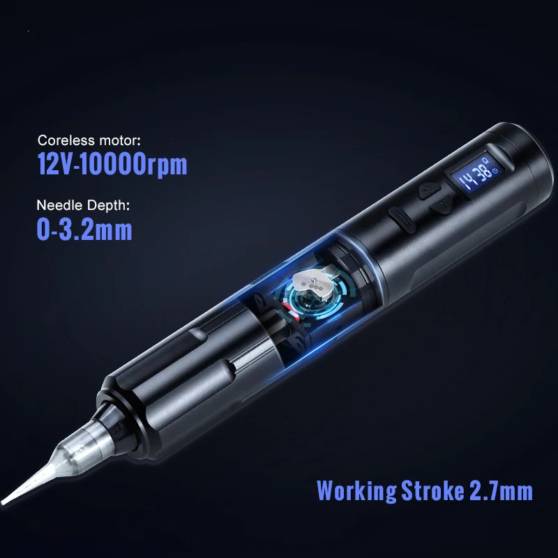 Wireless Permanent Makeup Machine Pen 3.5mm Stroke Dual Mode Dual Motor Tatoo Pen RCA Connector tattoo permanent makeup devices