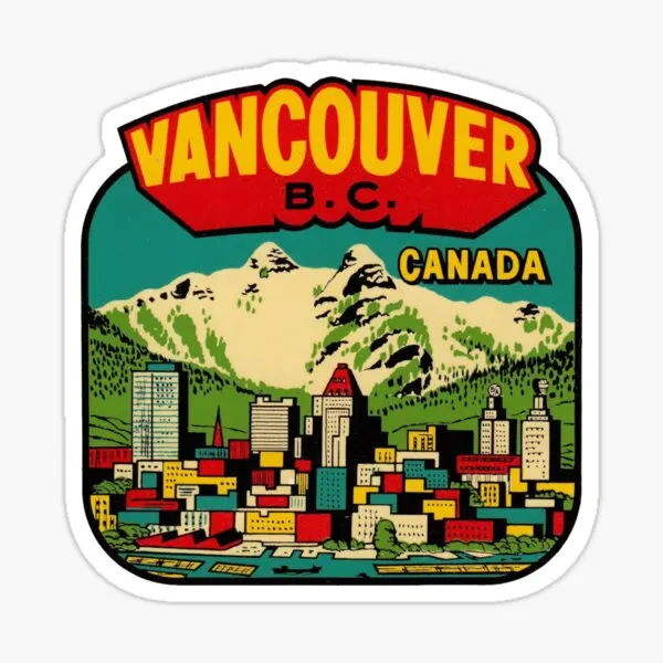 Downtown Vancouver Bc Vintage Travel Dec  10PCS Stickers for Cartoon Anime Car Water Bottles Decor  Stickers Living Room Print