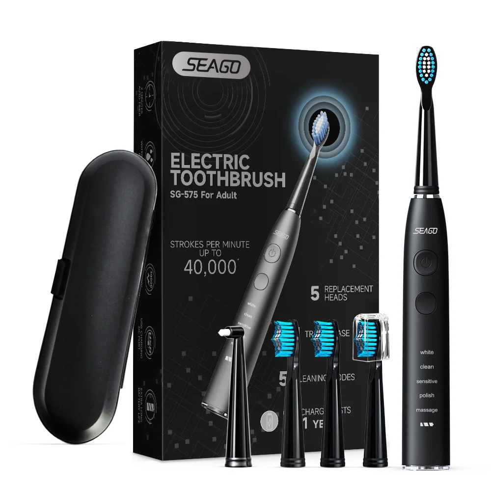 

Sonic Electric Toothbrush for Adults USB Rechargeable Deep Clean Electric Toothbrush with 4 Replacement Heads Travel Box