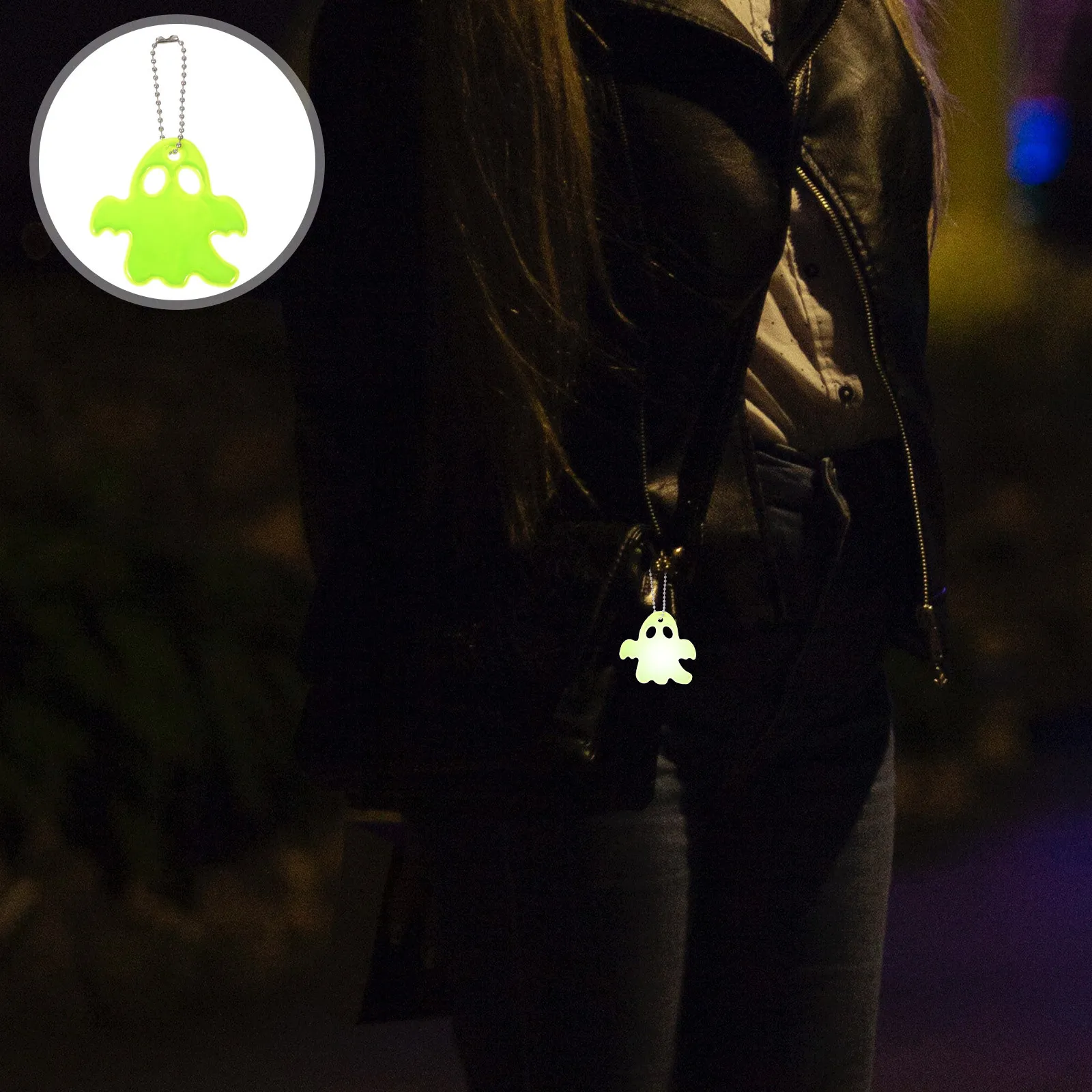 

10Pcs Reflect Light Ghost Pendants Halloween Hanging Outdoor Reflective Night Ride Ghost Pendant Decor Reflect Pendants