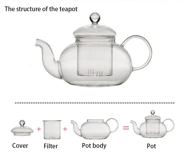 High Quality Heat Resistant Glass Tea Pot Practical Bottle Flower Teapot Infuser Teapot to Boil Water Chinese Tea Brewing Kettle