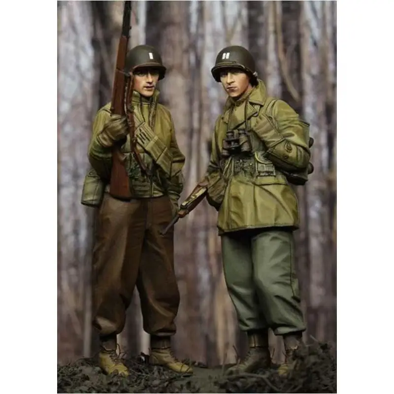 Modelo de resina 1/35, figura de infantería estadounidense de la Segunda Guerra Mundial, modelo blanco, tema militar, kit sin montar y sin color