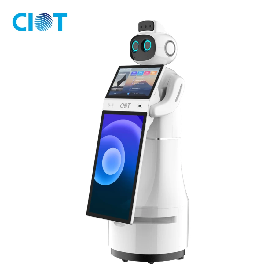 روبوت خدمة بشري متعدد اللغات ، روبوت ترحيب ذكي ، استقبال ، اجتماع عمل ، سيتحدث