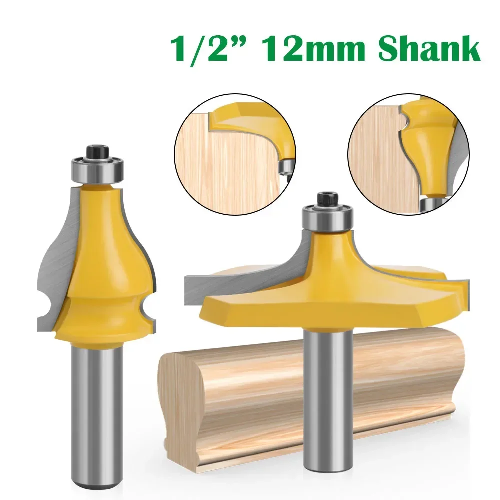 2 sztuk/zestaw 1/2 "12.7MM 12MM frez z chwytem rzeźba w drewnie podłokietnik młyn poręcz zestaw bitów routera falisty czop do obróbki drewna