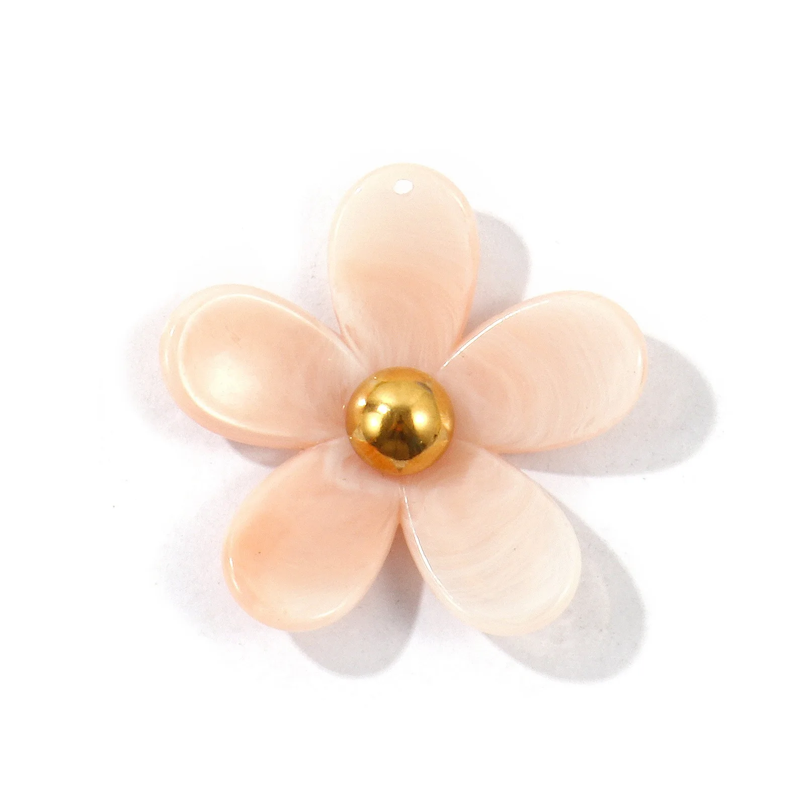 1 Stück Mehrfarbige Harz-Blumenanhänger, 18K vergoldeter 304 Edelstahl-Anhänger für DIY-Halsketten, Ohrringe, Schmuck, 4cm x 3,9cm – Detail 2