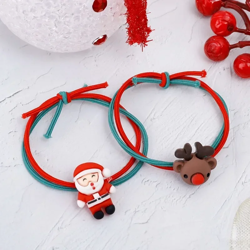 Elastic Rubber Bands Women Girls Cute Cartoon Christmas Hair Bands Daily Snowman Santa Elk Hair Bands Exquisite Hair Accessories