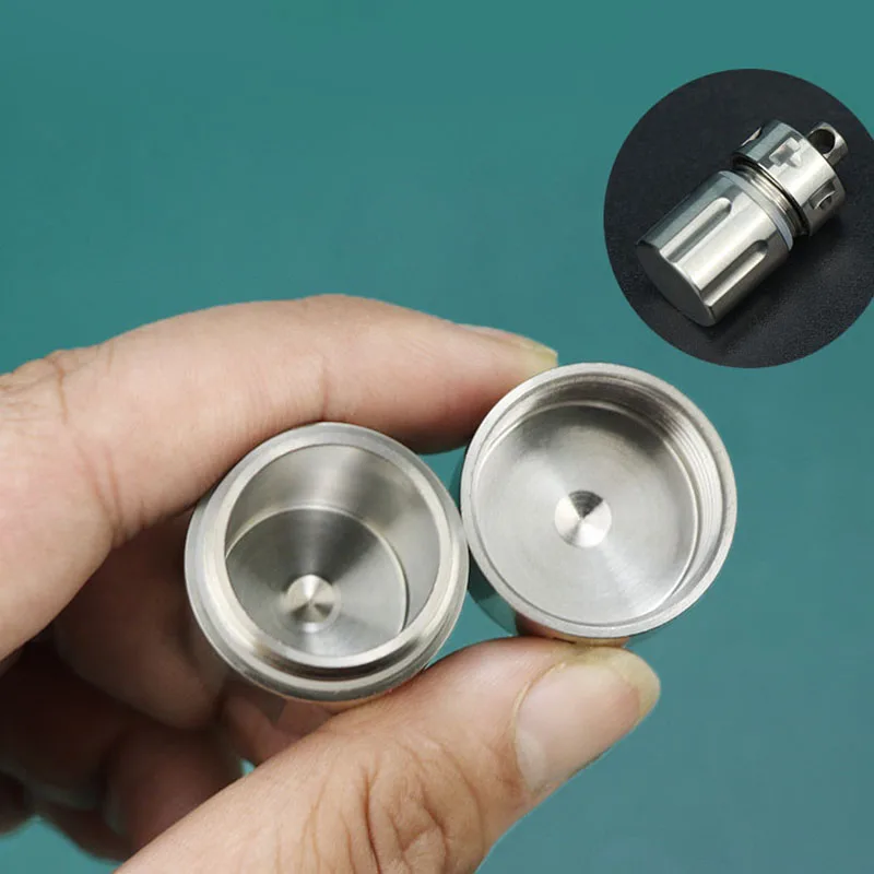 Titanium Alloy Pill Case Outdoor Travel Waterproof Pill Box Sealed Capsule Storage Container Bottle Multi-function Gadget EDC