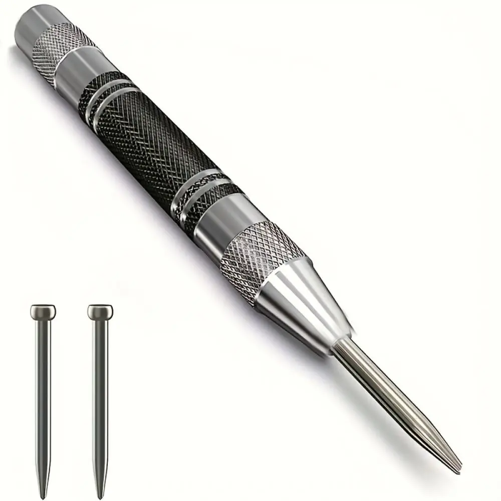 Automatic Center Punch Adjustable Spring Loaded Heavy Duty Steel Tool For Accurate Drilling Metal Wood And Car Escape Hammer