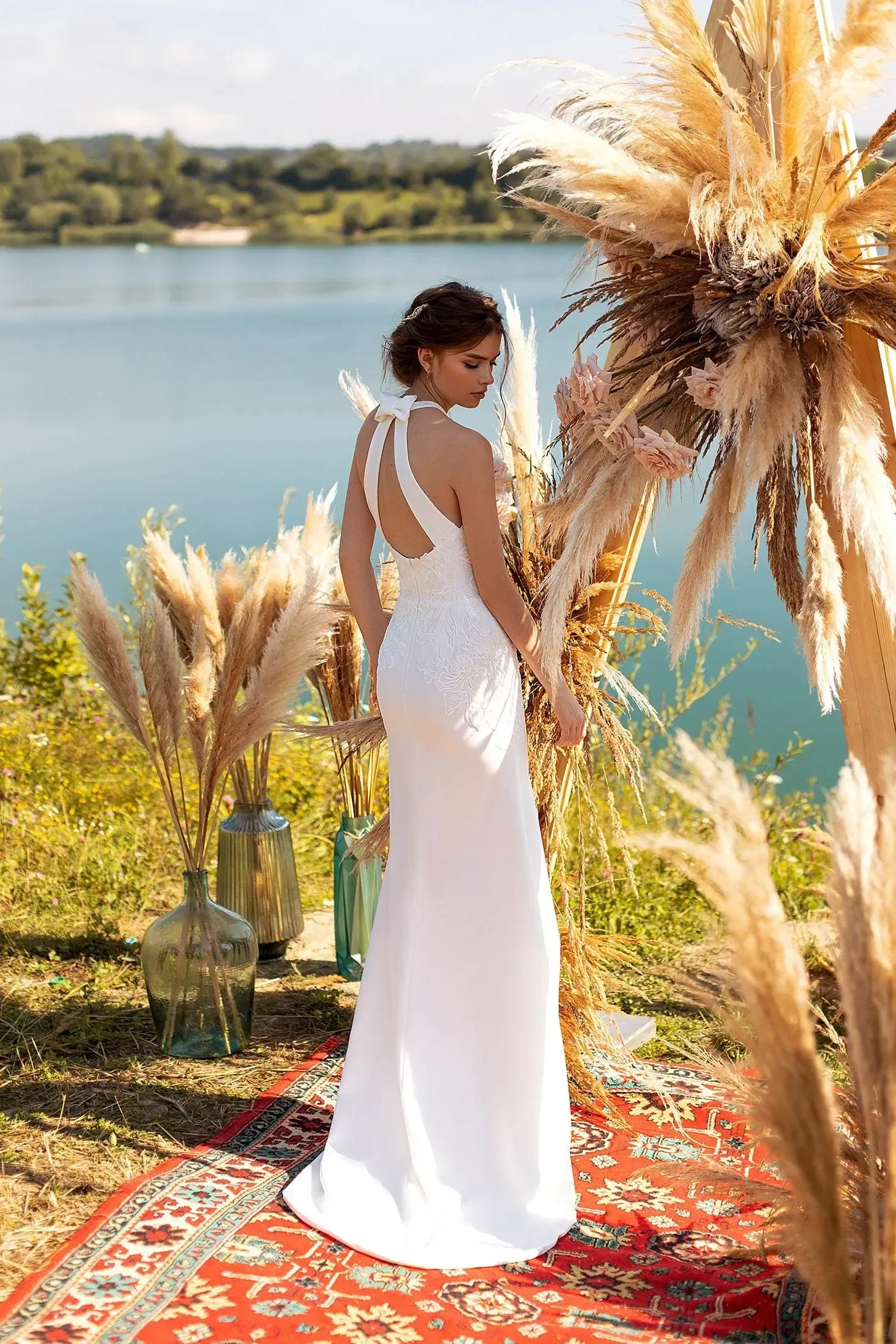 Robes de mariée sirène sur mesure, dos ouvert, train de balayage, dos nu, licou de la présidence, appliques, patients de plage, quoi que ce soit, nouveau, 2024