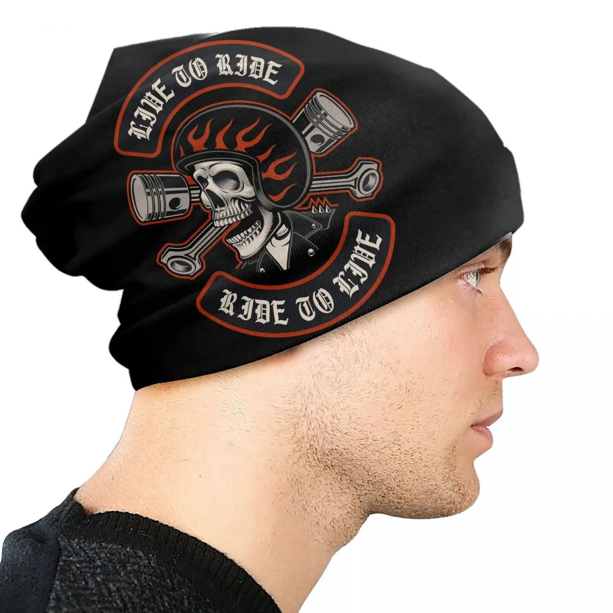 Custom Biker Motorcycle Skull Skullies Beanies Caps Winter Warm Knitting Hat Men Women Rockabilly Bonnet Hats Outdoor Ski Cap