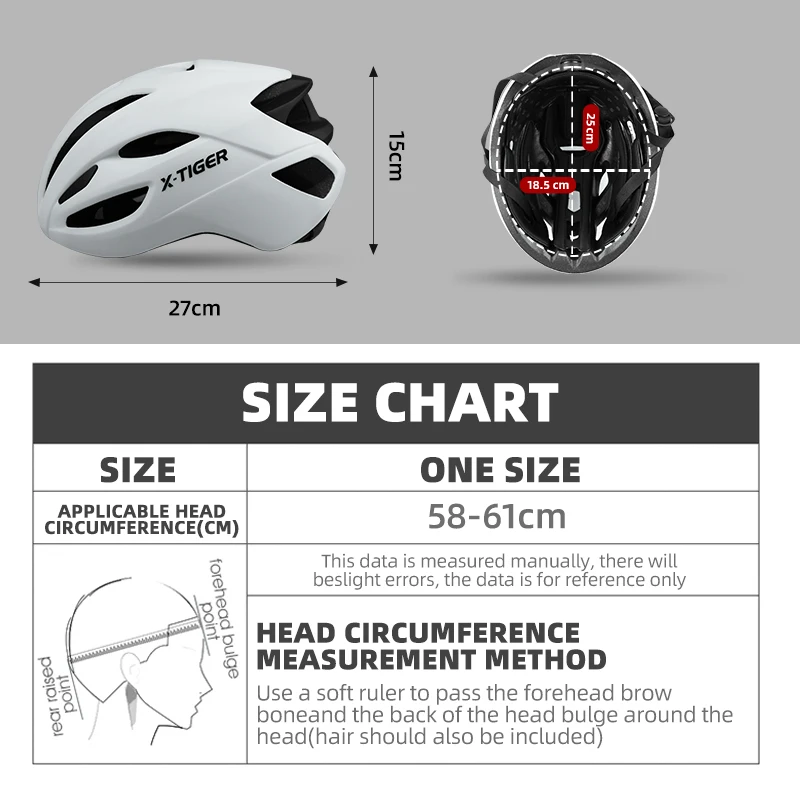 X-TIGER Bike Helmet with Adjustment Knob Adult Cycling Helmet Fit 58-62cm Lightweight Breathable Bikes Helmet Cycling Equipment