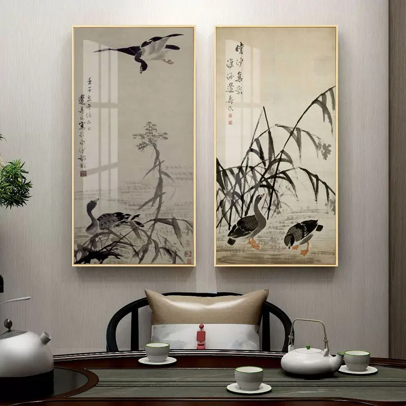 The Painting of Wild Goose Heart Sutra Decorative Poster Office Living Room Decoration Chinese Wall Art Canvas Paintings Picture