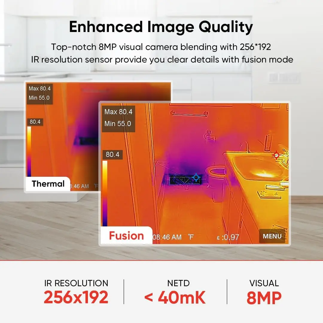 Thermal Imaging Camera 256 x 192 IR Resolution Thermal Camera with 8MP Visual Camera 25Hz 3.5