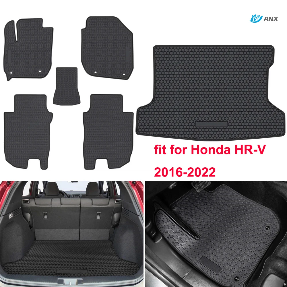 

Cargo Liner+Floor Mats for Honda HR-V 2016-2022 Black Rubber Front+Rear Car Liner Carpet Trunk Mat Tray Fit All Weather Odorless