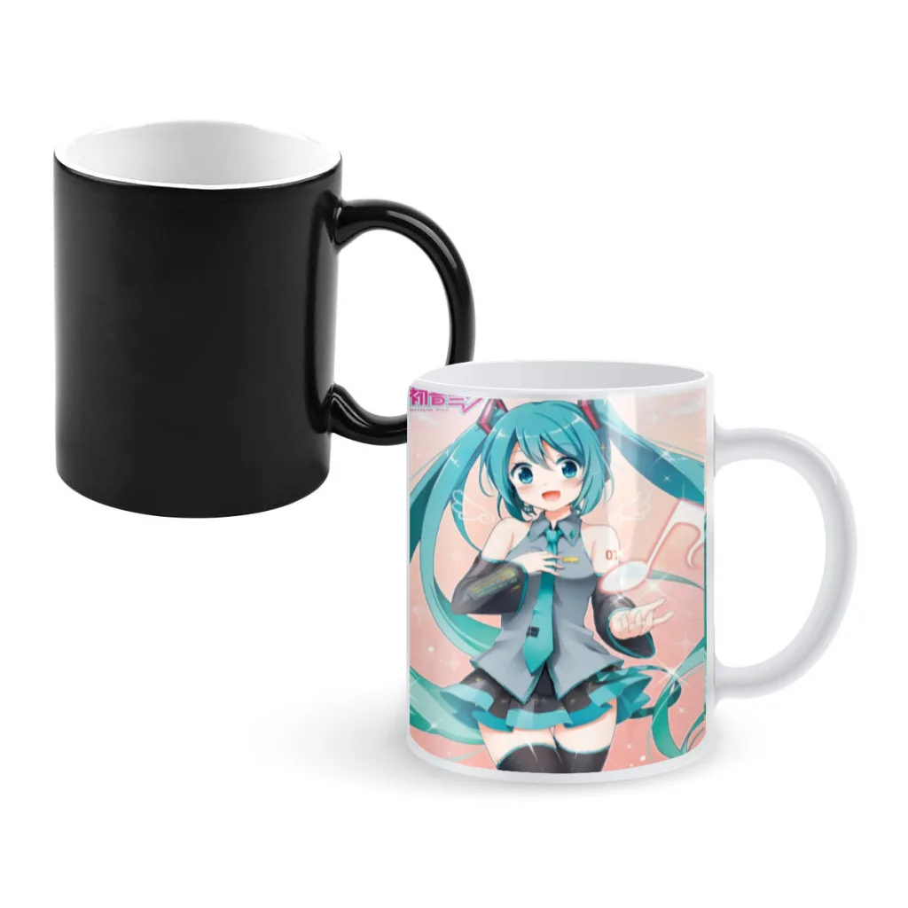 

Kawaii аниме Hatsune M-Miku, милая керамическая кофейная кружка на заказ, термосменяющая цвет, подарок на день рождения, кружка Снова в школу