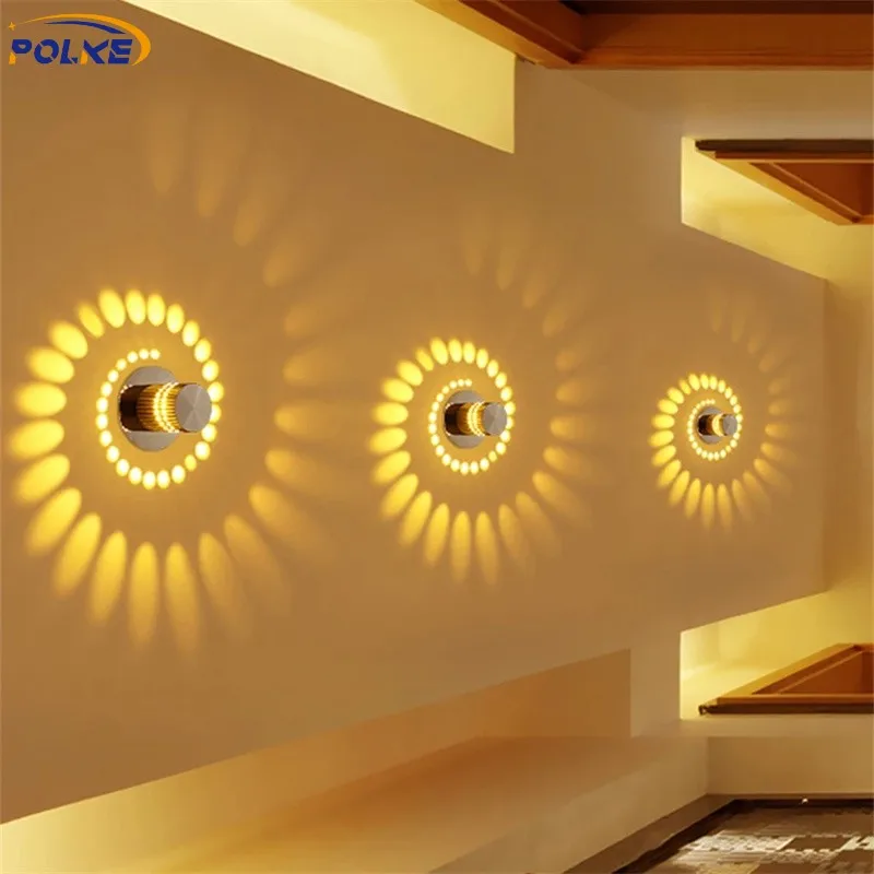 Modern Minimalist Spiral Hole Wall Light RGB Light Effect 3W Aluminum Wall Lamps For Party Bar Living Room KTV Home Decoration