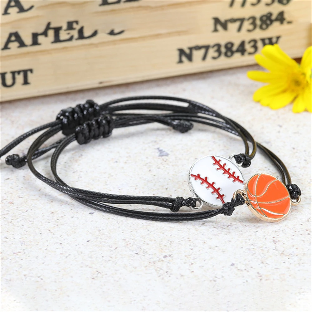 Bracciale da basket da calcio intrecciato a mano, corda da polso regolabile per donna, uomo, partita sportiva, souvenir, accessori per gioielli, regalo