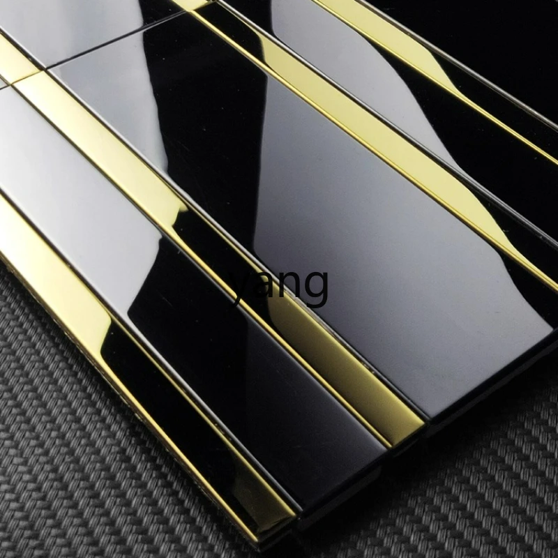 

LTT Long Brick Stainless Steel Mosaic Tile Restaurant Background Wall Pillar Metal Wall Tile