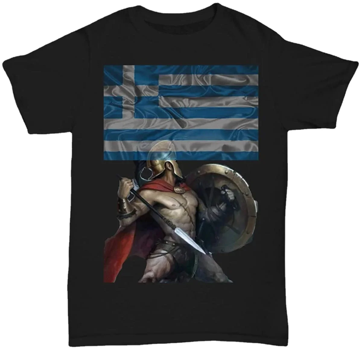 

For A Greek, Spartan Warrior Greece Flag T-Shirt 100% Cotton O-Neck Short Sleeve Summer Casual Mens T-shirt Streetwear