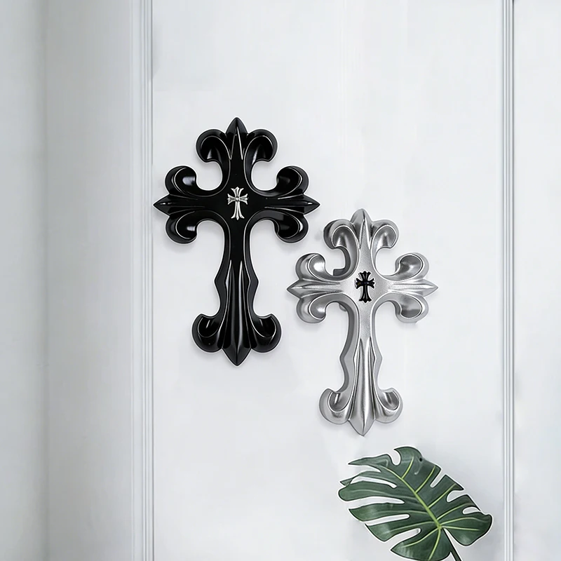 Vintage Cross Ornament Retro Carving Cross Decoration Home Living Room Bedroom Wall Decoration Gift - view 6