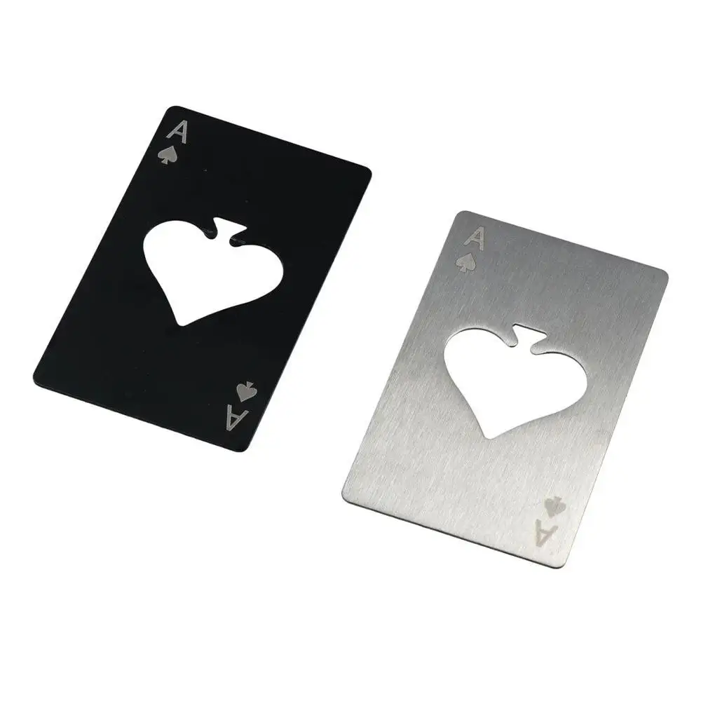 Stainless Steel Bottle Can Opener Silver/Black Credit Card Size Wine Metal Opening Tool Creative Spade A