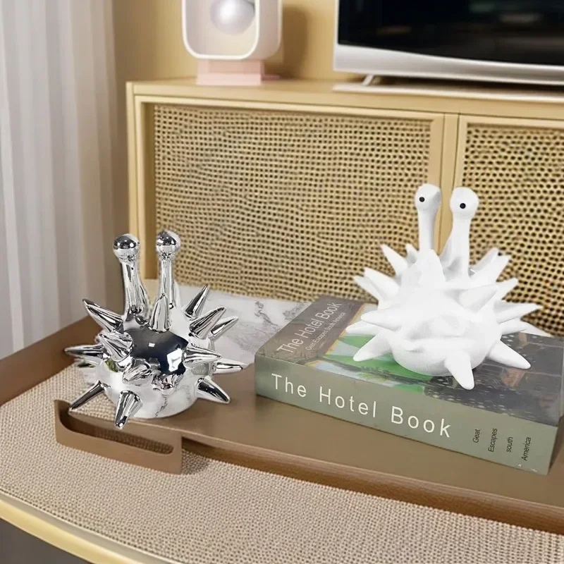 Modern Minimalist Creative Cartoon Abstract Sea Urchin Ornaments Thorn Ball Monster Resin Decors Sculptures Home Cabinet Office