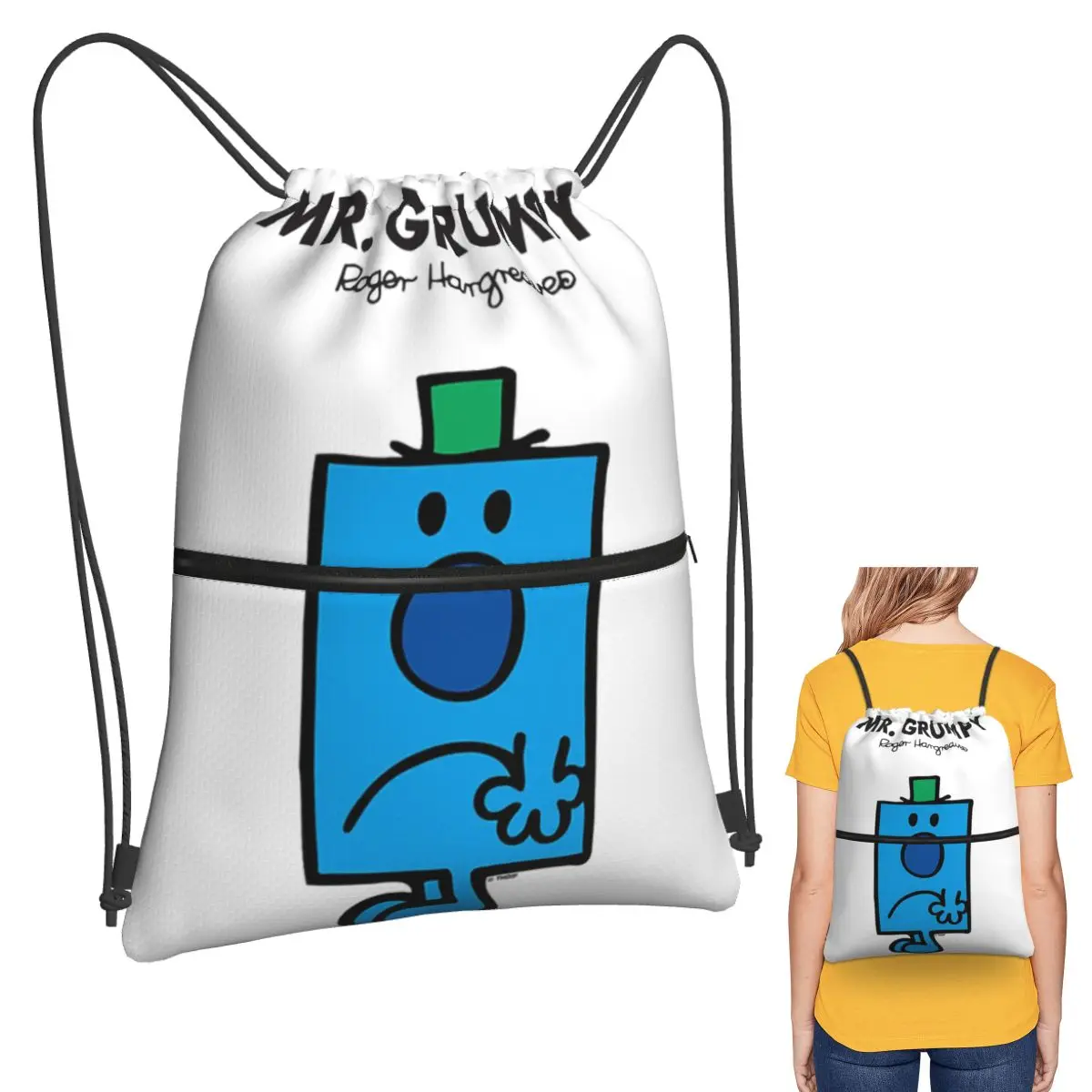 

Mr. Grumpy Backpacks Portable Drawstring Bundle Pocket Sports Bag Book Bags for Travel School