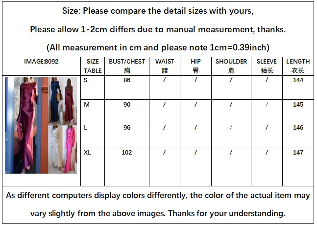 2025 nuovo temperamento elegante europeo e americano tinta unita senza schienale in raso con spacco alto manica in corno abito a maniche lunghe 8092