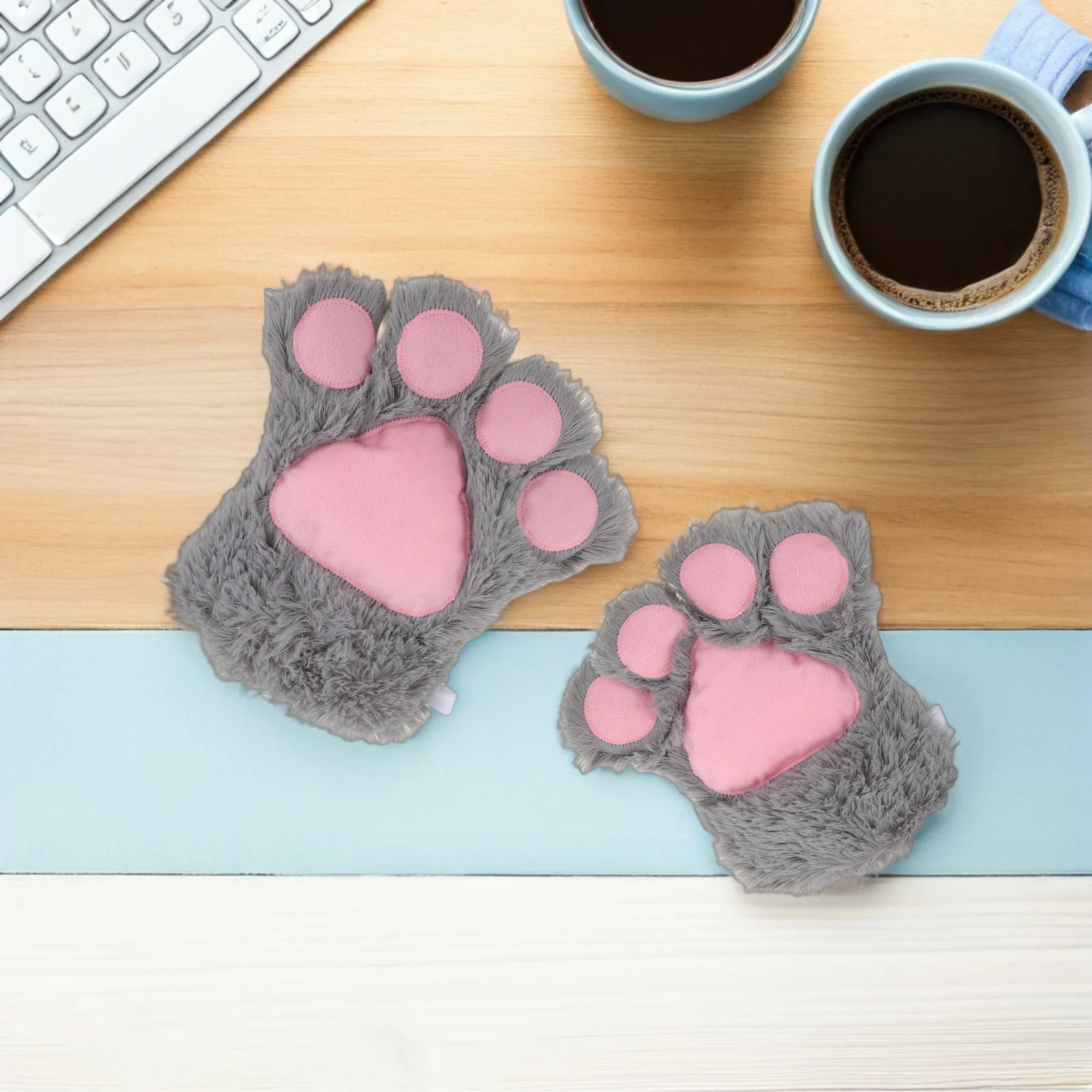 

2Pcs Cute Cat Paw Gloves Soft Animal Costume Mittens Winter Warm Kitten Claw Gloves Cosplay Accessories Cat Paw