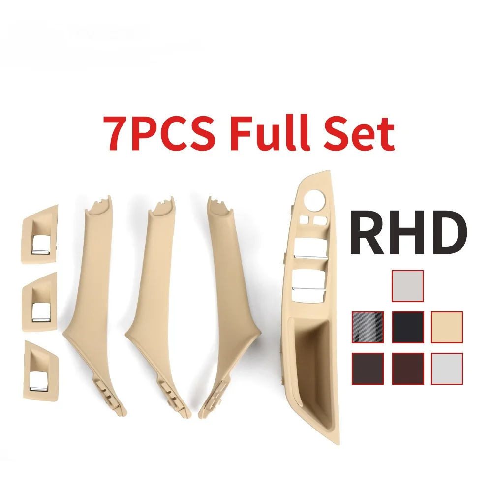 Lhd Rhd 7 Kleuren Beige Zwart Koolstofvezel Auto Binnendeur Handgreep Trekken 7 Stuks Set Voor Bmw 5 Serie F10 F18 523 525 528