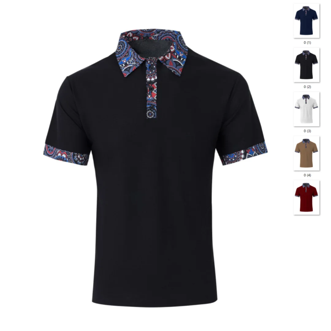 

New Style Stand Collar Golf Shirts Business Casual Loose Oversize Short Sleeves Lapel T-Shirts Men's Clothing Brand Summer