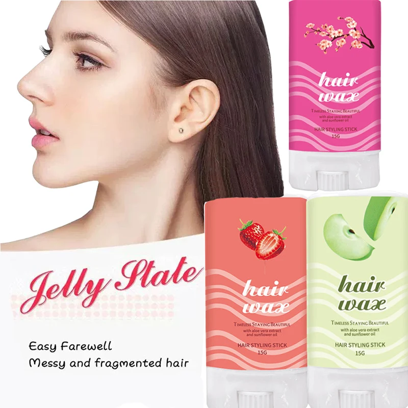 

(HG)Гель для волос с клубникой, алоэ вера, воск для волос, помада, долговечный, 15 г, фиксированные пушистые инструменты для вьющихся волос, воск для волос, детский воск