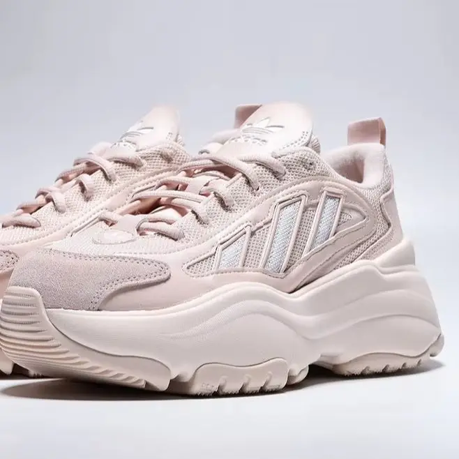 Womens Chunky Dad Sneakers KJ7309 Wonder Quartz Dash Grey White Synthetic Overlay Breathable Mesh Panels Regular Fit Lace Up Pad