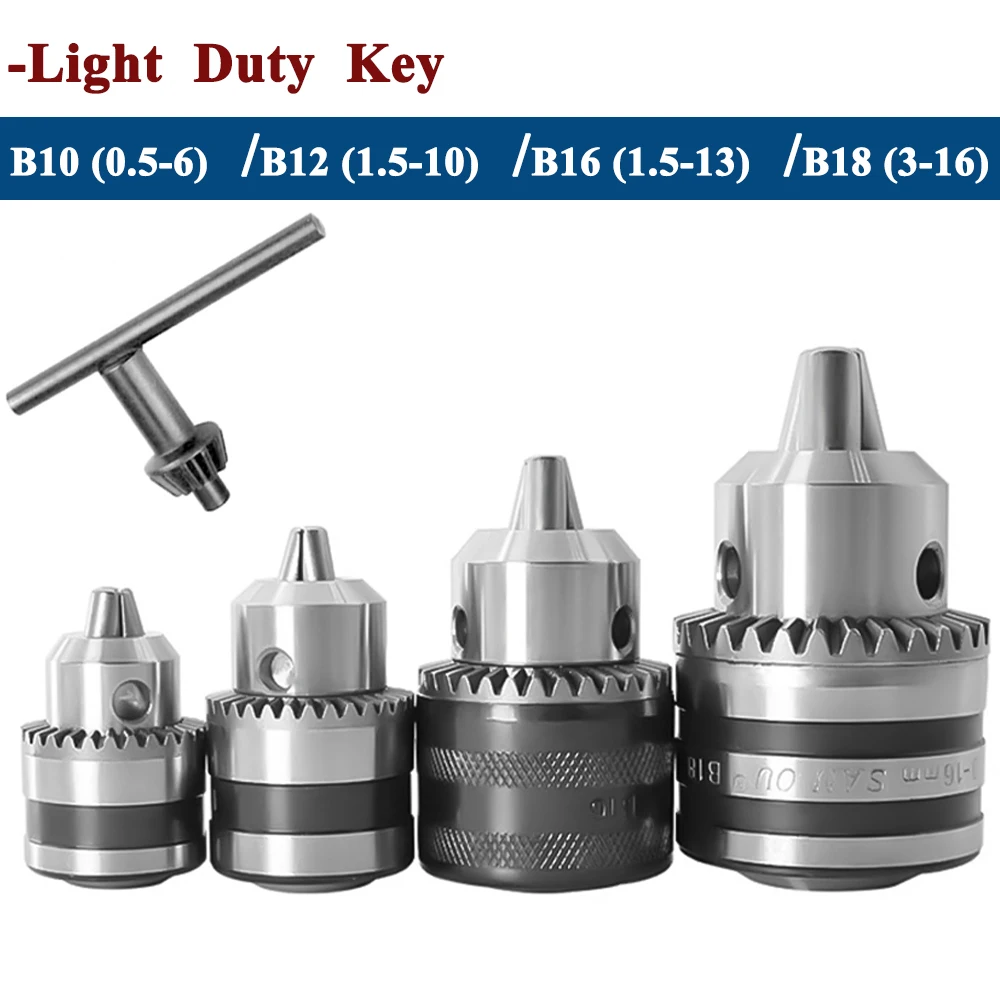 MT2 MT3 MT4 B10 B12 B16 B18 Light Duty Key Drill Chuck 0.6-6mm 1.5-13mm 1-10mm Taper Arbor CNC Machine