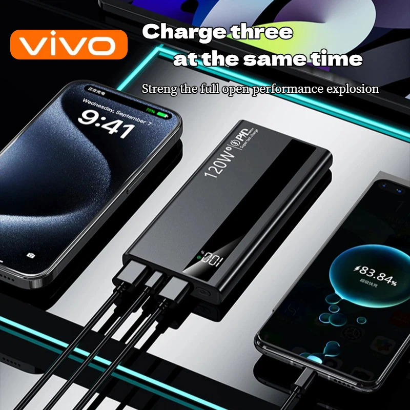 باور بانك 120 وات 50000 مللي أمبير في الساعة، شاشة ديجيتال عالية السعة، شحن سريع، باور بانك، شاحن بطارية محمول من النوع C لهاتف iPhone #2