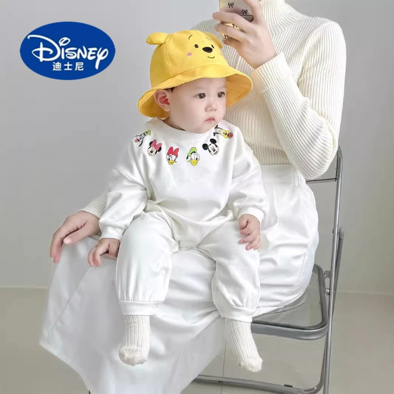

Disney 2025 Original Cartoon Baby Bodysuit Soft Fleece Cotton Long Sleeve Autumn Newborn Romper
