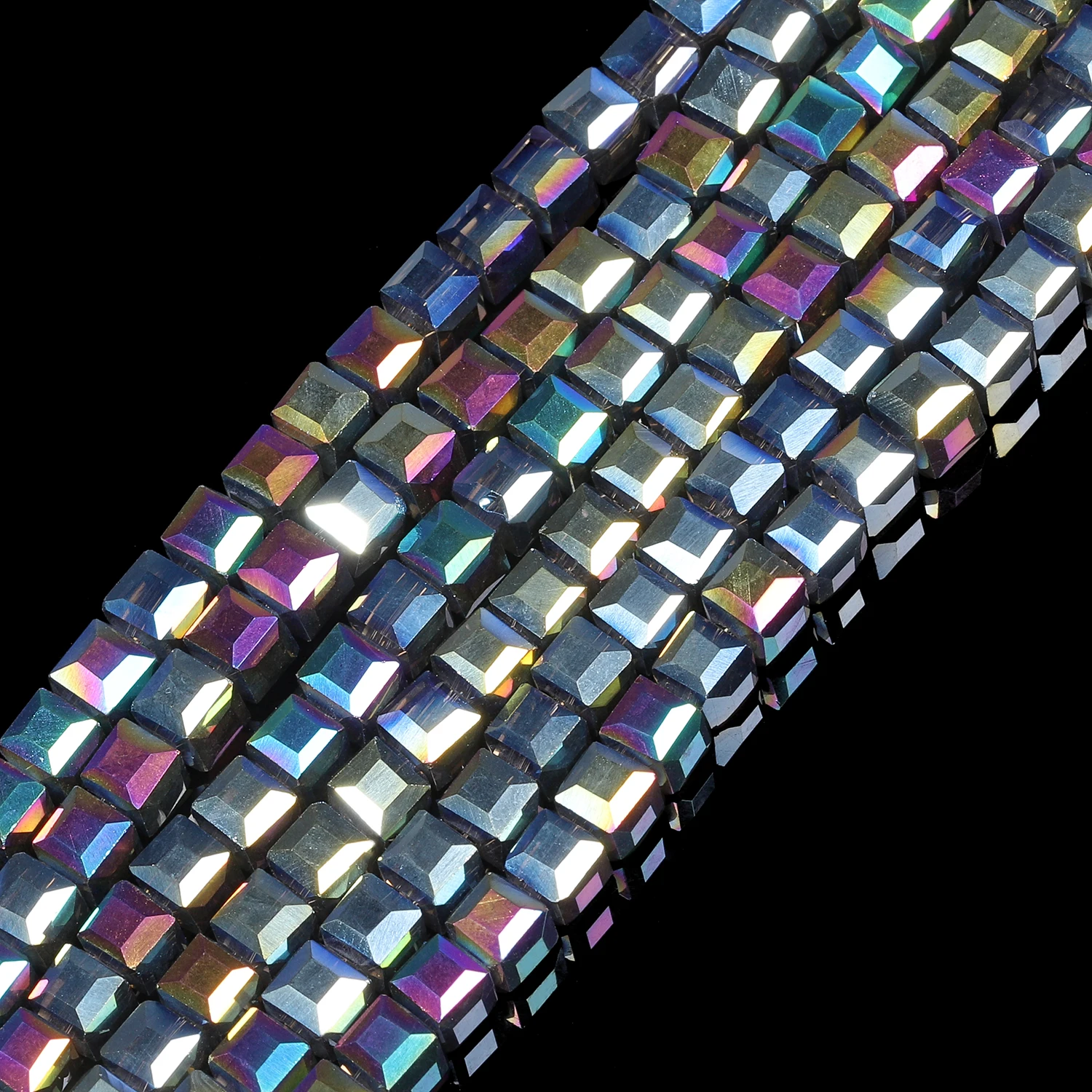 4mm Multicolor Shiny Crystal Beads Square Glass Beads Loose Spacer Beads for DIY Jewelry Making Bracelet Necklace Accessory