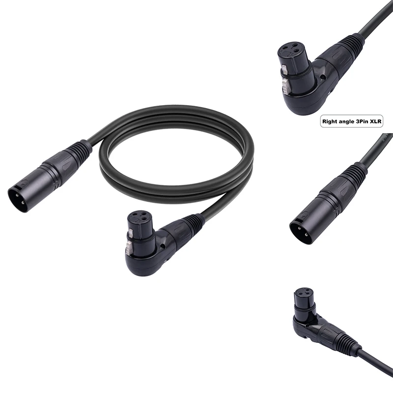 1Pcs XLR Microphone Extension Cable Adapter , 90 Degree XLR Female To Straight XLR Male 3-Pin Mic Cable