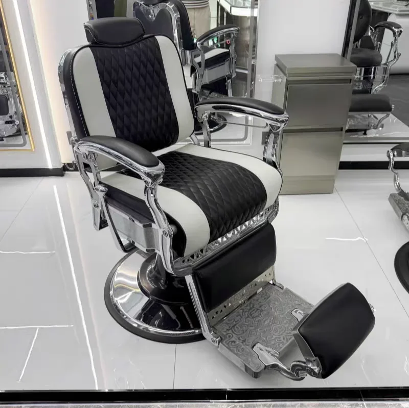 

Oil head chair for hair salon, reclining men's large chair for hair cutting