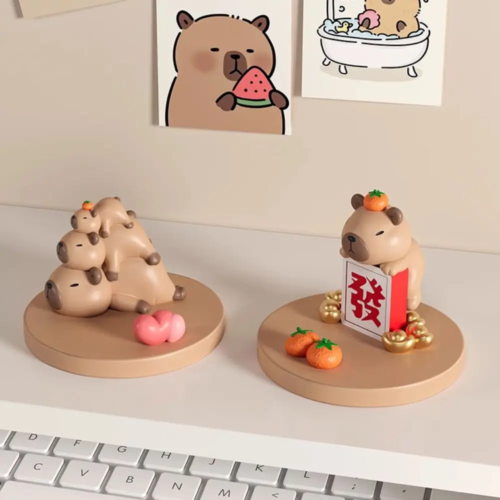 

Resin Capybara Phone Stand Multi-functional Statue Capybara Mobile Phone Holder Cartoon Cute Capybara Desk Lazy Bracket