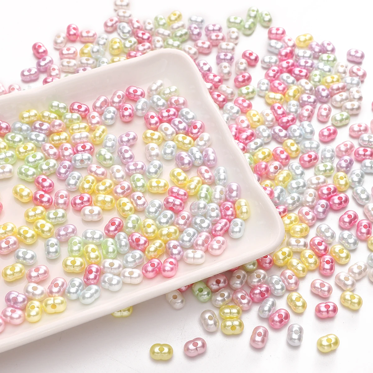 50pcs/lot 8x5mm Pearlescent Peanut Beads Charms for Jewelry Making Acrylic Loose Spacer Beads Handmade Diy Bracelets Accessories