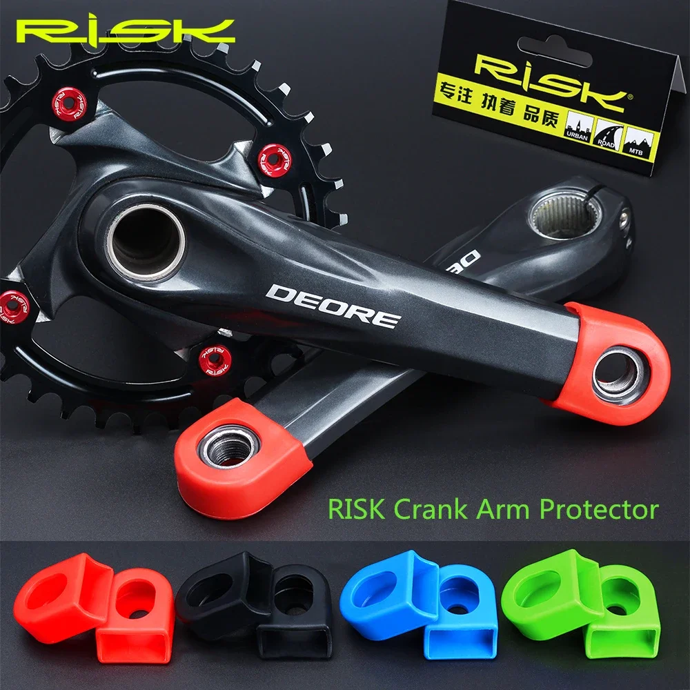 

RISK 2pcs Bicycle Crank Protector Cover Silicon MTB Mountain Road Bike Crank Arm Cap for SLX XT Chainwheel Wheel Crankset Cover