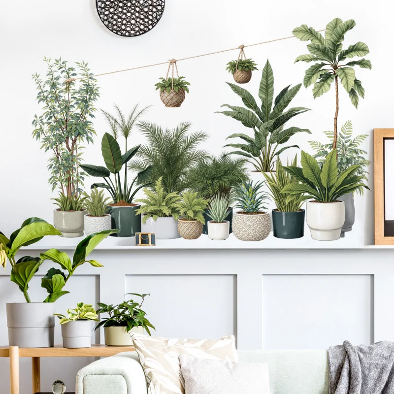

Plant Potted Wall Decoration Bedroom Sofa Background Wall Coconut Tree Wall Sticker Self-Adhesive Removable