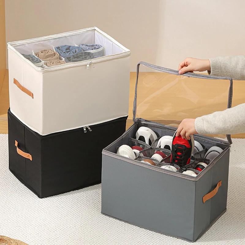 Sac de rangement pliable en tissu Oxford, boîte à chaussures avec couvercle, boîte de rangement anti-poussière, adaptée aux chaussures, aux vêtements et aux accessoires, 1 pièce